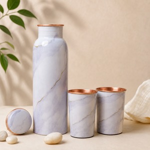 Juego de Vasos de Cobre con Estampado Tropical para Fiestas en la Piscina, Botella de Agua y Vaso de Cobre de Diseño Aqua Fun, por Exportador Indio - Product Image 4