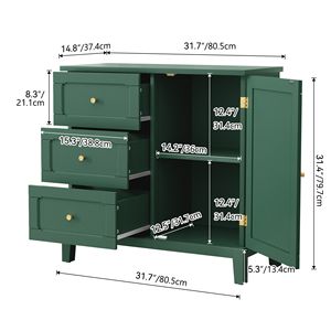 Credenza Moderna in Stile Fattoria con 3 Cassetti e 1 Anta, Ampio Spazio di Archiviazione, Ripiano Regolabile per Soggiorno - Product Image 6