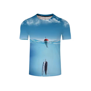 T-shirt de pêche pour homme, tendance, impression par sublimation, tricoté en Spandex/Polyester, anti-boulochage, respirant, personnalisé LADO - Product Image 1