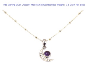 Collier pendentif en argent 925 avec améthyste en forme de croissant de lune, bijoux romantiques pour femmes, à porter au quotidien - Product Image 5