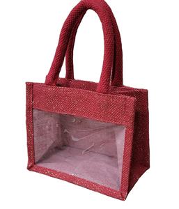 Bolsas de cesto de yute de aspecto elegante, logotipo personalizado, bolsa de regalo de yute con asa lavable reutilizable ecológica con cremallera para regalos corporativos - Product Image 3