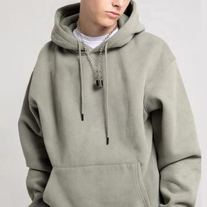 Sudadera con Capucha Extra Grande para Hombre, de Felpa, Color Sólido, Informal, para Otoño, Corte Regular, con Bolsillos, 100% Algodón Tejido, Tinte Liso - Product Image 5