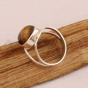แหวนไทเกอร์อายธรรมชาติ เงินแท้ 925 แหวนพลอยทำมือสำหรับเธอ - Product Image 5