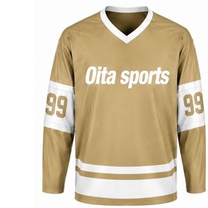 Camiseta Deportiva de Hockey sobre Hielo para Hombre, Color Marrón Camel, Manga Larga, Poliéster, para Entrenamiento y Partidos - Product Image 1