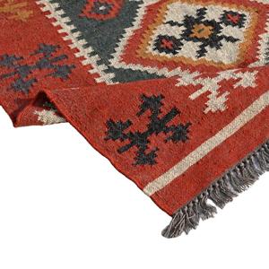 พรมคิลิมสไตล์วินเทจทำจากขนสัตว์และปอกระเจา  งานฝีมือพื้นเมือง  พรมชนเผ่า  พรมทอมือแบบแบน  พรมปูพื้น  รับสั่งทำตามขนาดที่ต้องการ - Product Image 1