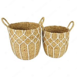 MACRAME NET <b>Wicker</b> Planter Hyacinth <b>Basket</b> Cotton Decor Home Accessories Bathroom Laundry - Product Image 3
