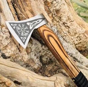 Custom Gift High Quality Carbon Steel Blade Hammer <b>Axe</b> Handcrafted Wooden <b>Handle</b> Survival - Product Image 3