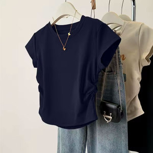 High Quality Women Summer Short Sleeved Tank <b>Tops</b> for Fashion Base Shirt Slim Fit Neck Casual Sexy Breathable Satin Eco-Friendly - Product Image 5