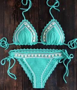 Conjunto de bikini de crochet con conchas naturales - Product Image 1
