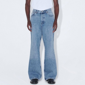 Jean en denim coupe droite ample pour homme, en coton délavé de qualité supérieure, extensible et respirant, style décontracté hip-hop, fournisseur en gros - Product Image 1