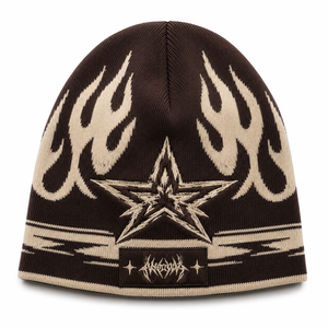 Gorro de Punto Personalizado con Logotipo OEM ODM, Gorro de Invierno Cálido Unisex con Patrón de Llamas, Gorra de Moda Urbana, Proveedor Mayorista - Product Image 1