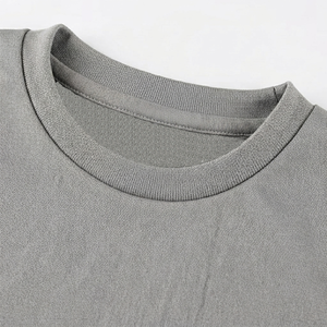 เสื้อยืดแขนยาวผู้ชาย ผ้าฝ้าย 100% คอโอ ทรงพอดีตัว สีพื้น สไตล์ลำลอง สีเทา - Product Image 3