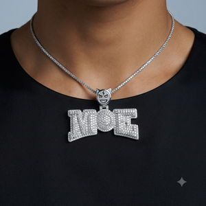 Collier personnalisé pour homme en argent massif 925, style hip-hop, avec initiales, fermoir dessin animé, pendentif fin en diamant de laboratoire, breloques de fête - Product Image 2