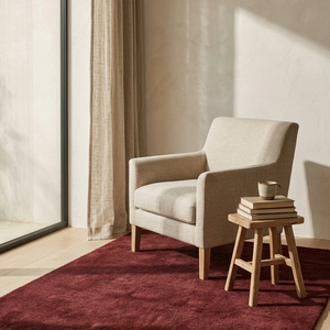 Premium <b>Burgundy</b> Wool Handtufted Anti-Slip <b>Rug</b> Geometric Carpet for Living Room Bedroom Dining Room Contemporary Home Decor - Product Image 6
