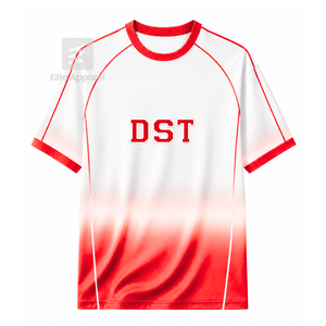 เสื้อฟุตบอลชมรมเดลต้า ซิกมา ตีต้า แบบสั่งทำพิเศษ แขนสั้น สีแดงและสีขาวไล่เฉด  ผ้าโพลีเอสเตอร์ระบายอากาศได้ดี - Product Image 1