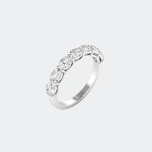 แหวนเพชรทรงรี 1.00 กะรัต ผลิตในห้องปฏิบัติการ แบบครึ่งวงนิรันดร์ ทอง 14K สี DEF ความสะอาด VVS2 ฝังแบบหนามเตย สามารถสวมซ้อนกับแหวนแต่งงานได้ ของขวัญสุดหรู - Product Image 2