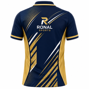 Custom Navy Gold Sublimation <b>Polo</b> Shirt Men Quick Dry Polyester Golf Sports Team Uniform Breathable Performance <b>Polo</b> OEM factory - Product Image 2
