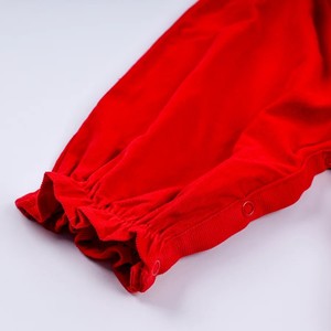 Mono de pana rojo estampado para bebés, mono infantil con botones a presión en las patas, conjunto de invierno - Product Image 2
