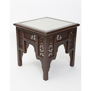 Mesa Auxiliar Octogonal de Estilo Marroquí Tallada a Mano, Mueble Decorativo de Madera Maciza Vintage con Patrón Geométrico Incrustado, Mesa Auxiliar para el Hogar - Product Image 4