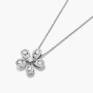 Colgante de Diamante en Forma de Flor, Plata 925 con Baño de Rodio, Engaste Pavé, Amuleto de Lujo para Uso Diario Femenino - Product Image 1