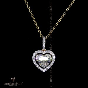 Elegante Collar con Colgante de Diamante en Forma de Corazón, Collar con Colgante de Diamante Creado en Laboratorio en Oro Amarillo de 18K en Venta - Product Image 1