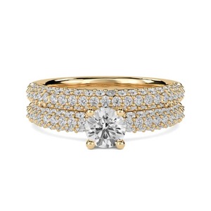 แหวนเพชรทรงกลมคลาสสิกวินเทจ 0.85 กะรัต เพชรเลี้ยงในห้องปฏิบัติการ ตัวเรือนทองคำขาว 18K สีเหลือง ขาว และโรสโกลด์ พร้อมแพลตตินัม - Product Image 2