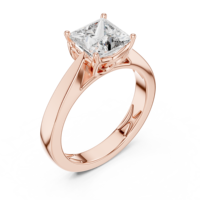 Bague de fiançailles classique en or 14 carats plaqué or, sertie d'un diamant moissanite taille radiant, monture à griffes, luxe, pour femme, mariage, fête, troisième anniversaire