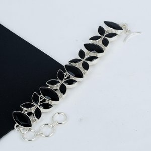 Black Spinel Gemstone Handmade Bracelet 925 Sterling Silver Jewelry Luxury Black Spinel Bracelet Gift - Product Image 1