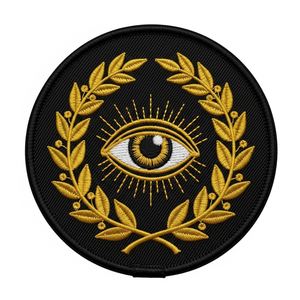 Parche Bordado Personalizado con la Letra G Masónica y Corona de Laurel, Verde, Redondo, Insignia Fraternal para Blazers y Uniformes de Ceremonia - Product Image 6