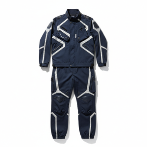 <b>Zip</b> <b>up</b> <b>Jacket</b> and Pants Set New Arrival Custom Reflective Piping Nylon Tracksuits Wind Breaker 2 Piece Set Jogging Suit For Me - Product Image 1