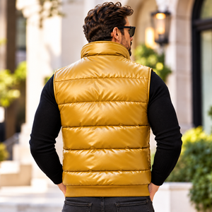 Chaleco de Cuero Genuino para Hombre, Acolchado, Cortavientos y Transpirable para Otoño |   Proveedor Mayorista |   Proveedor Mayorista de Chalecos Acolchados - Product Image 5