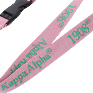 AKA <b>Lanyard</b> Keychain Pink Green <b>Polyester</b> Neck Strap ID Badge Holder with Key Ring Premium Accessory - Product Image 6