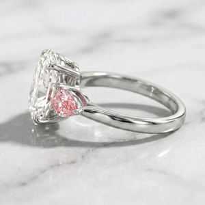 4.5 Carat Platinum Oval Cut Diamond Engagement Ring 14K 10K gold With <b>Pink</b> Diamond Accents IGI Certified Classic Women's Ring - Product Image 3