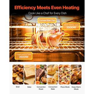 Horno eléctrico compacto de 36 \ "6,0 Cu. Ft. Capacidad Estufa de cocina de acero inoxidable 5 quemadores Pantalla digital Control de botones Fácil - Product Image 4