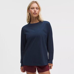 Camiseta de Manga Larga para Mujer, al por Mayor, de Alta Calidad, Personalizada, Sólida, Transpirable, 100% Algodón, Hombros Caídos, Corte Ajustado - Product Image 1