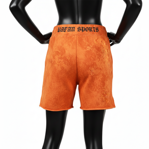 Shorts de Mujer en Felpa de Algodón y Poliéster con Lavado Ácido, 320 GSM, Color Marrón Camel Premium, Estilo Urbano, Logotipo con Transferencia Térmica de Pedrería - Product Image 6