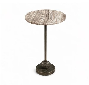 Table basse sur piétement géométrique avec plateau en marbre strié, structure métallique et pieds en étain élégants, écologique, style Mid-Century Modern - Product Image 3