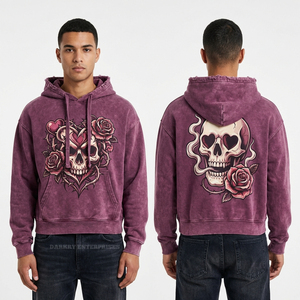 Sudadera con capucha rosa neón personalizada con estampado de corazón atado para hombre, estilo crop, ropa urbana, venta al por mayor de fábrica - Product Image 2
