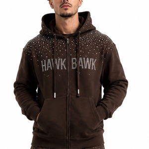 Men Hoodie Shorts Set Premium Cotton Terry Casual Streetwear Full <b>Zip</b> <b>Hooded</b> Sweatshirt With Logo Print Summer Wear Shorts Set - Product Image 4