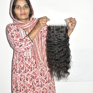 Extensiones de Cabello Humano Remy Ondulado 100% Natural Color Negro con Cutícula Alineada, Doble Trama Brasileña, Tejido Indio de Templo - Product Image 4