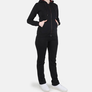 Trendy Women Tracksuit 2 Piece Fleece Set <b>Zip</b> <b>Up</b> Hooded Sweatshirt Jogging Pants Casual Sportswear Activewear Ladies Sweatsuit - Product Image 4