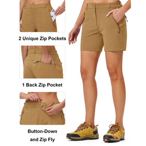 Shorts de golf respirants personnalisables avec logo pour femme – Performance, fermeture boutonnée, confort basique pour l'été - Product Image 4