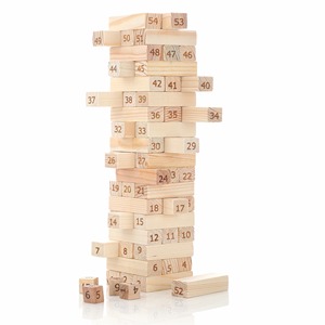 Jeu de tour de blocs en bois Jenga, blocs carrés durables, jeu de société familial amusant, 2 joueurs, défi de dextérité - Product Image 5