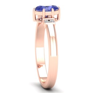 Bagues de fiançailles REYES au design classique en or rose 14 carats avec moissanite, élégantes, taille ronde, pierre précieuse tanzanite 1,3 carat, bijoux raffinés - Product Image 3