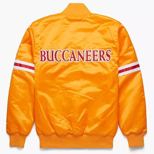 Chaqueta Varsity Personalizada de Satén Naranja para Hombre, Chaqueta Bomber con Logotipo Rojo Bordado, Uniforme de Béisbol Letterman al por Mayor, Ropa Deportiva - Product Image 2