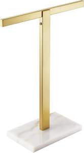 Moderno Soporte de Toallas en Forma de T, Dorado/Plateado, Metálico, para Baño, con Base Resistente - Product Image 4