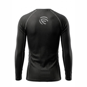 Flair Men's Long Sleeve <b>Compression</b> <b>Shirt</b> <b>Black</b> O-Neck Knitted Polyester Quick Dry Sporty Fit - Product Image 3