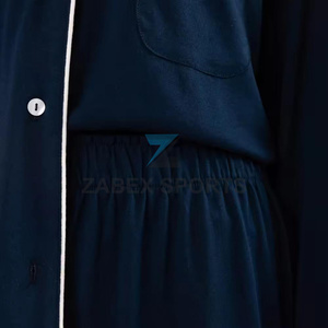 Ensemble de pyjama en satin polyester/coton pour femme, séchage rapide, respirant, doux, avec cordon de serrage, vêtements de détente et de nuit, vente en gros - Product Image 6