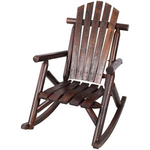 Fauteuil à bascule en bois de sapin brun durable pour jardin, terrasse et porche extérieur - Product Image 4