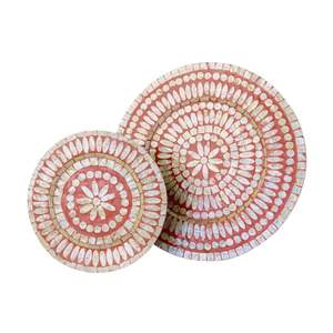 Ensemble de plateaux de service ronds de luxe faits à la main avec incrustations de nacre pour le Ramadan, l'Aïd, les chocolats, les dattes, les gâteaux, cadeau en gros - Product Image 2